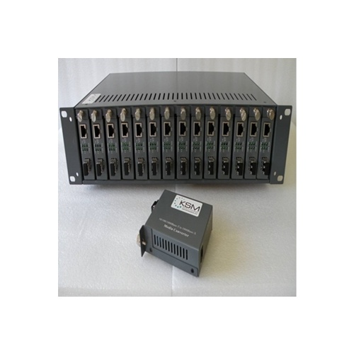 Rack Mount Chassis with Dual Power Supply For Fibre Media Converter 